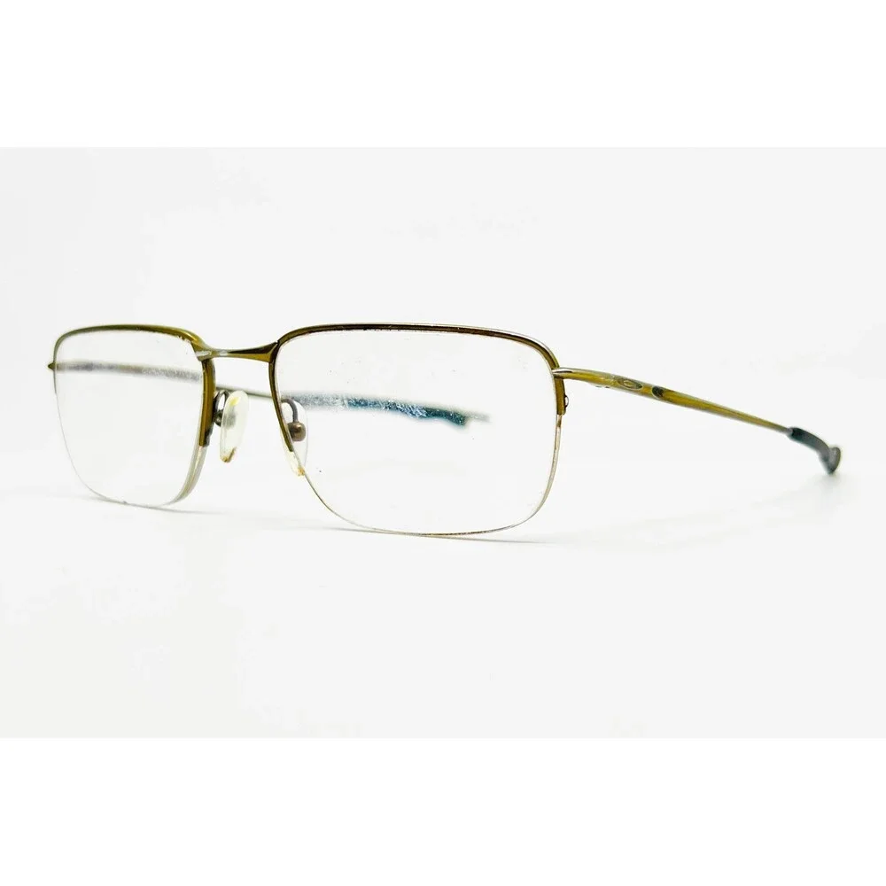 Oakley Eyeglasses Mens Green Semi Rimless Rectangular Metal Frames 45178